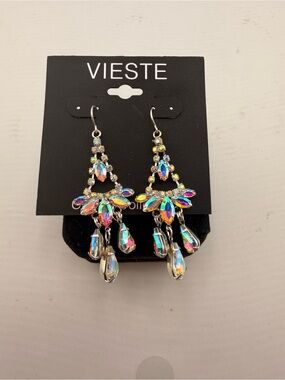 NWT VIESTE Multicolor Aurora Teardrop Chandelier Earrings